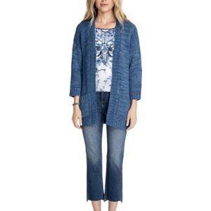 Johnny Was Blue Veggie Dyed Open Front Chunky Cardigan​